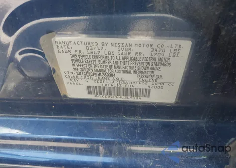 2017 Nissan Versa Note Sv z USA, uszkodzony, nr VIN 3N1CE2CP6HL369384